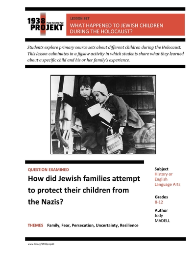 1938Projekt Lesson Plan: What happened to Jewish Children during the Holocaust by Jody Madell