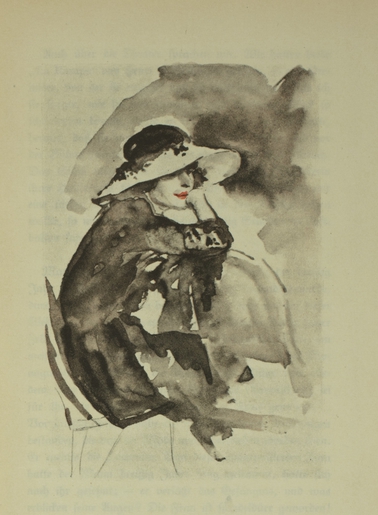 A fashionable woman drawn by Emil Orlik in Julia Elias's Taschenbuch fuer Damen