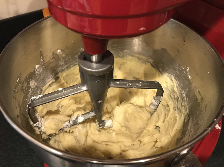 Preparing the batter for Butterplaetzchen