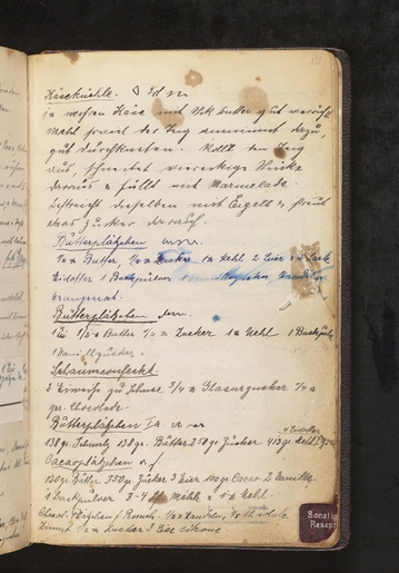 Handwritten cookie recipes from Hildegard Neuburger