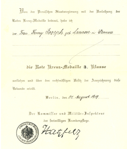 Franny Joseph Red Cross Certificate